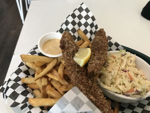 Tofish and chips at Homegrown Smoker in Portland