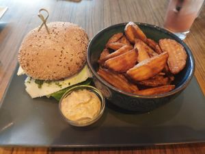 Summer burger and fries at Blackbird in Gothenburg