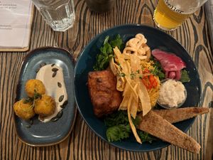 The soul bowl and arancini appetizer at Blackbird in Gothenburg