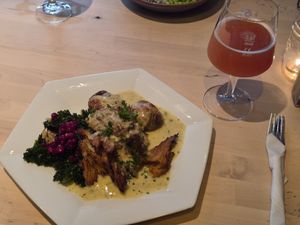 Main dish and sour beer at Blackbird in Gothenburg