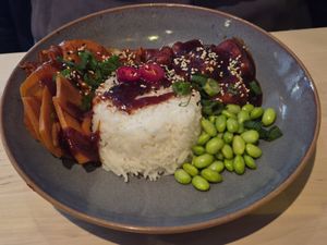 Korean bbq tofu bowl at Blackbird in Gothenburg