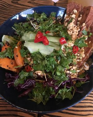 Satay tofu bowl at Blackbird in Gothenburg