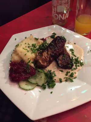 Stuffed cabbage with mash and jam at Blackbird in Gothenburg