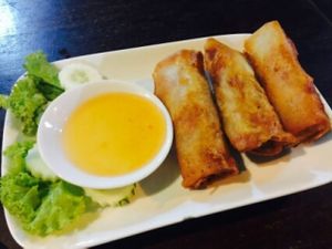 Spring rolls at Vegan Khunnay in Koh Samui