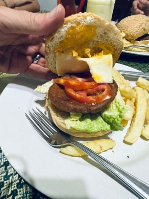 Burger at Vegan Khunnay in Koh Samui