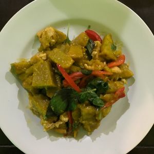 pumpkin stir fry at Vegan Khunnay in Koh Samui