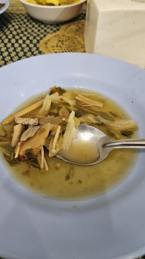 Sour and spicy soup  at Vegan Khunnay in Koh Samui