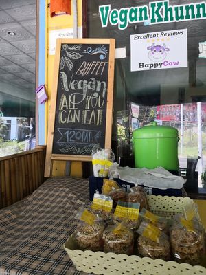 All you can eat Buffet for only 120 Baht!! at Vegan Khunnay in Koh Samui