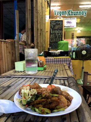 Plate of buffet food 120B! at Vegan Khunnay in Koh Samui