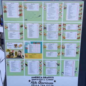Complete Menu at America Graffiti in Treviso