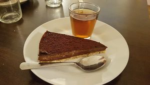 Chocolate pie and tchai at Invita Fresh Food in Toulouse