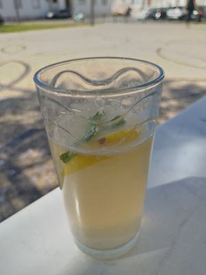 Freshly made lemonade at Alcachofra Cafe in Faro
