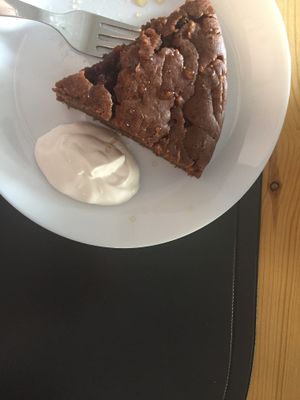 Carrot/chocolate cake at Alcachofra Cafe in Faro