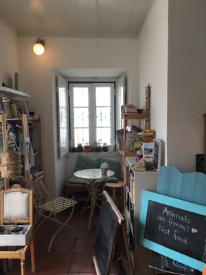 Cosy spot at Alcachofra Cafe in Faro