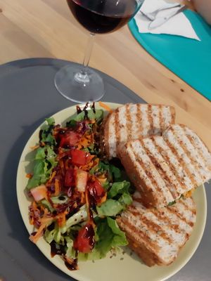 simple sandwich but very delish at Alcachofra Cafe in Faro