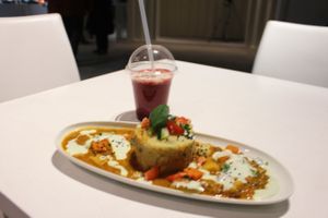 with soy and a tasty smoothie at Purebox in Salzburg