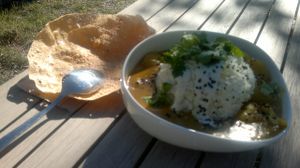 curry and papadam at Purebox in Salzburg
