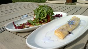 dish of the day and dessert at Purebox in Salzburg