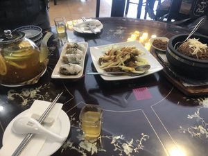 Korean Claypot, Thai Chicken, Rolls and Tea at Nature's Vegetarian 天然素食馆 - Bangsar Baru in Kuala Lumpur