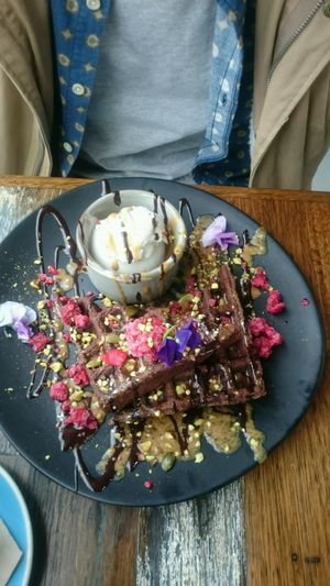 VEGAN waffles!! at Wholefood Merchants Kitchen in Ferntree Gully