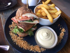 BLT with chips and vegan aioli  at Wholefood Merchants Kitchen in Ferntree Gully