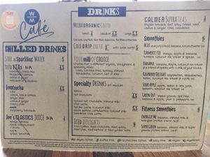 Drinks menu  at Wholefood Merchants Kitchen in Ferntree Gully
