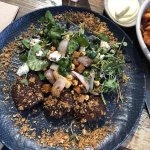 Quinoa Fritters at Wholefood Merchants Kitchen in Ferntree Gully