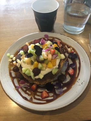 Buckwheat pancakes  at Sprout Wholefood Cafe and Grocer in Naremburn