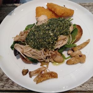 Mushroom, with side of hashbrown at Sprout Wholefood Cafe and Grocer in Naremburn