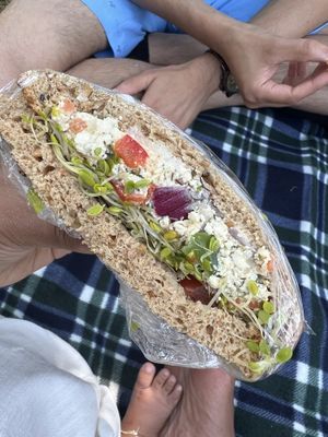 Spicy Dill Tofu sandwich from the cooler - perfect for a picnic lunch 🥪   at Oryana Natural Foods Market in Traverse City