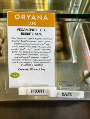 Vegan Burrito in the hot bar   at Oryana Natural Foods Market in Traverse City
