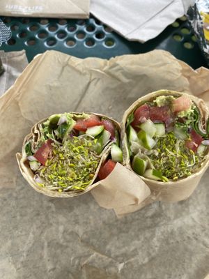Farmers Wrap (bland but they may have forgotten the hummus)  at Oryana Natural Foods Market in Traverse City