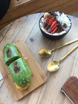 Choc mint bowl and tomato n cheese toastie at Love Your Soul in Parkdale
