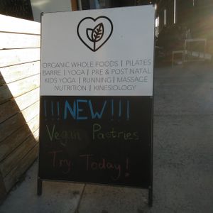 Vegan pastries sign at Love Your Soul in Parkdale