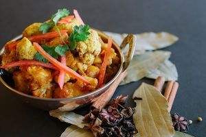 Aalu-Gobi (Cauliflower and potato dish) at Curry Station - Clark Blvd in Sarasota