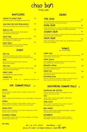 menu at Chao Ban in San Miguel De Allende