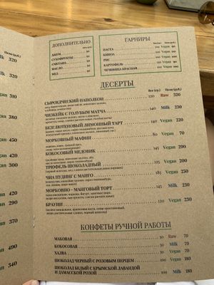 Меню at Prasad in Yalta