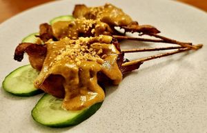 Peanut Satay Skewers  at Green Gourmet in St Leonards