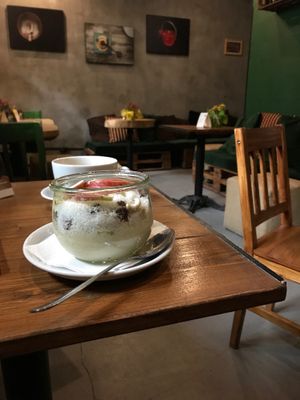 Nice and filling coconut milk and millet porridge at Organic Coffee - Pl Konstytucji in Warsaw