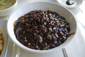 Blackbean noodles (the noodles are super long!) at Shindongyang - 신동양반점 in Seoul