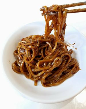 Vegan Jjajangmyeon (close-up) at Shindongyang - 신동양반점 in Seoul