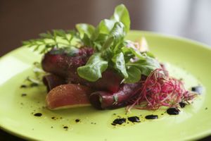 Beetroot rolls with sunflower cream at Bistro & Cafe Gartenliebe in Weimar