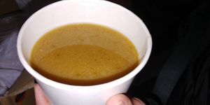 Miso soup: doesn't look like much but the flavor was amazing at Heiwa Shokudo in Asheville