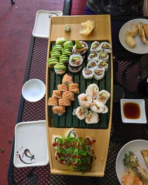 (my best guess since waiter didnt know which was which). 

top-altenderfer, sweet fried tofu futomaki, sweetie pie. 

middle- alligator roll, all about tofu. 

bottom- rock'n'roll at Heiwa Shokudo in Asheville