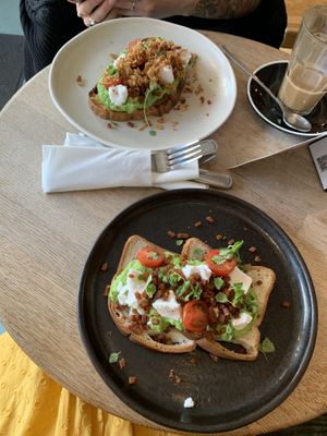 Gf and non-gf pea smash   at Hot Numbers Coffee - Gwydir St in Cambridge