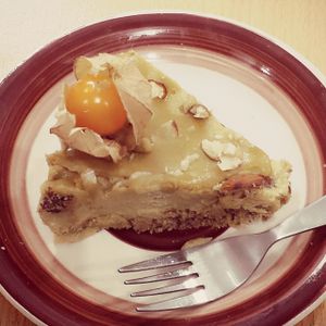 Lucuma's Cheescake.. It's vegan !!  at QIWA Organic Store and Cafe in Cusco