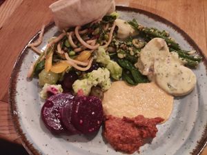 Vegan options Mediterranean buffet at RizRaz - Kompagnistraede in Copenhagen