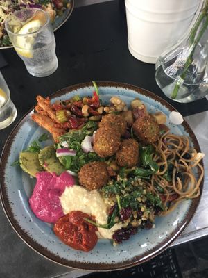 Some of the vegan buffet options at RizRaz - Kompagnistraede in Copenhagen