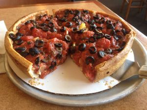 Vegan deep-dish pizza at Zachary's Chicago Pizza - Rockridge in Oakland