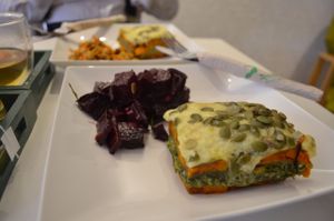 Pumpkin Lasagna with Beetroot Salad at Coffee of Philosophy in Hamilton